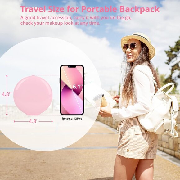 Led Lighted Folding Small Mirror with 3 Color Light, Large 4.8'' Rechargeable - Picture 5 of 16